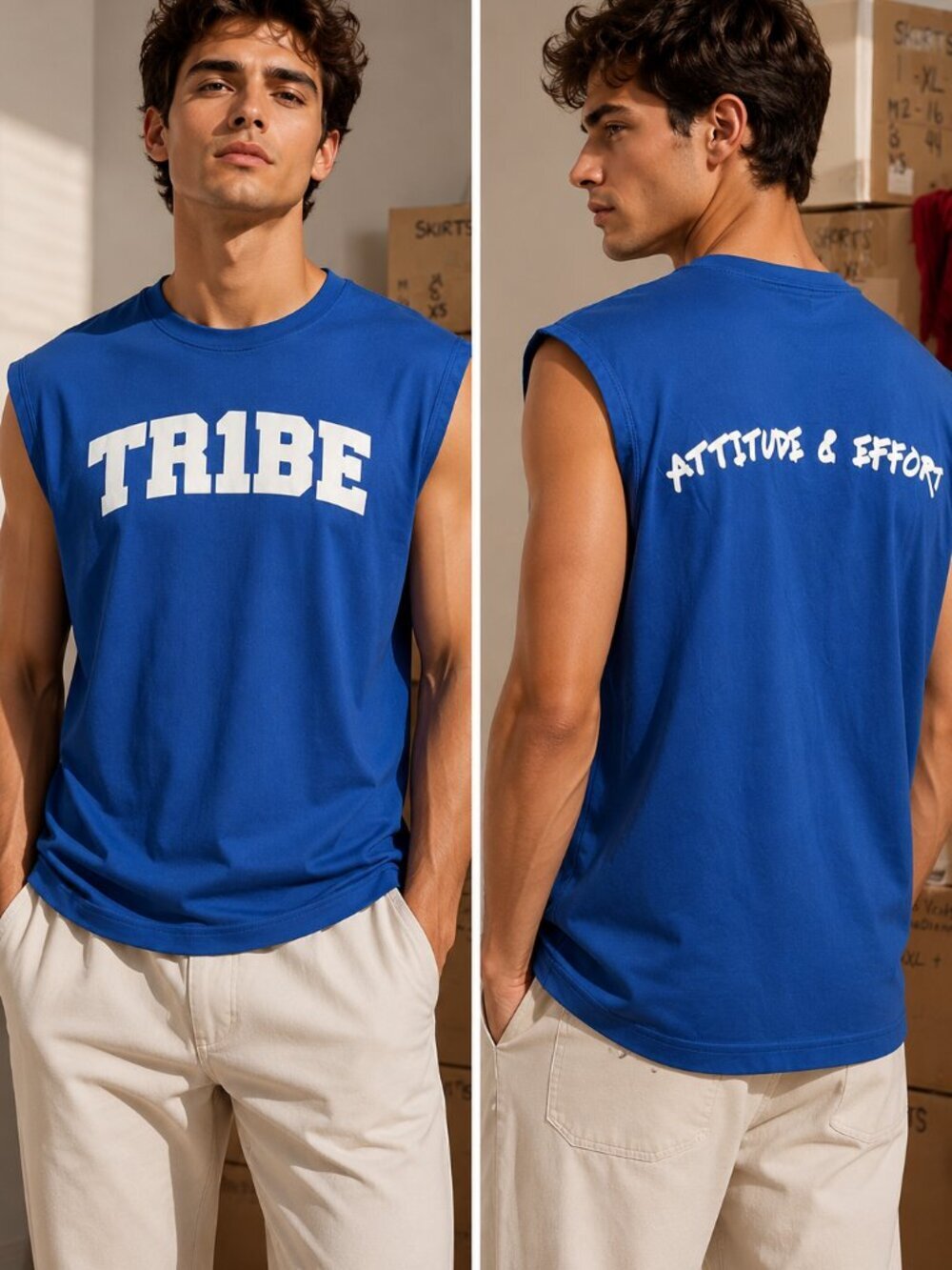 Sport-Tek TR1BE Performance Sleeveless Muscle Shirt Blue Size Small Attitude Eff